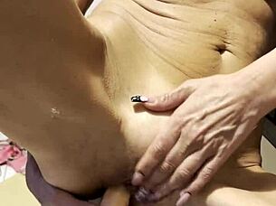 beautiful wife masturbates with big dildos in the kitchen for the first time