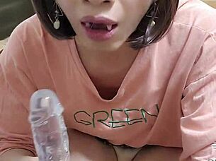 Yo, check out shemale Ting Xuan with a wild dildo blowjob!