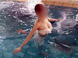 exercise in the pool with cute legs