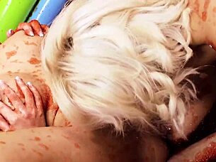 Slippery Lesbians Finger Fuck In Jello Pool!