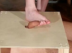 Domina Stomps Cock With Bare Feet