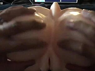 relaxing breast massage with silicone toys