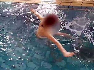 exercise in the pool with cute legs