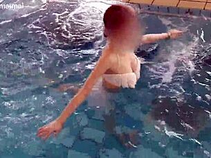 exercise in the pool with cute legs