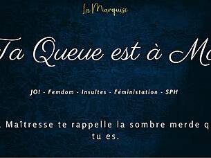 french femdom gives dirty joi instructions, your cock is mine