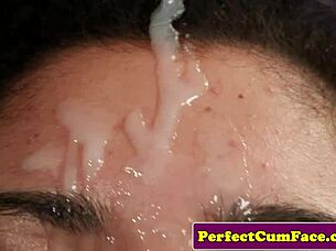 British lingerie gal SUCKS in front of voyeur.