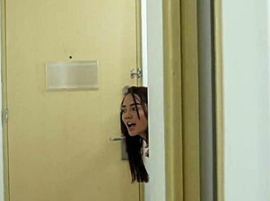 Plumber takes advantage of the girl while husband watches