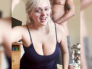 busty blonde latina gets her big tits covered in cum from huge cock! 😘