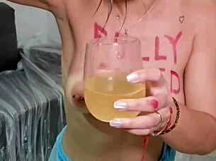 Eating junk food then spitting it all out in a solo session with pigtails brunette.