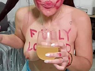 Eating junk food then spitting it all out in a solo session with pigtails brunette.