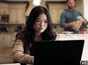 asian teen lulu chu hears milf slimthick vic fucking roommate seth gamble in 3some 😜🔥