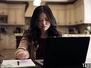 asian teen lulu chu hears milf slimthick vic fucking roommate seth gamble in 3some 😜🔥