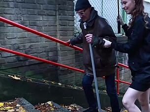 Skinny girl rewards grandpa with anal creampie in doggystyle session