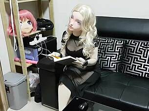 Thin rubber mask bondage play outdoors