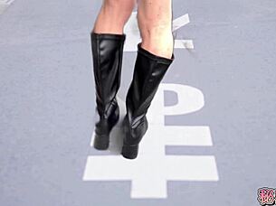 I Masturbate In Miniskirt, Boots, And Polka Dot Panties.