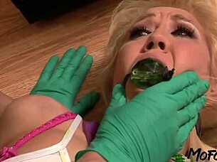 Mature blonde with big tits gets fucked on kitchen floor!