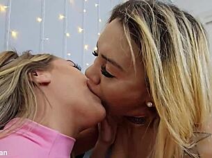 i saw these latina and blonde amateurs sharing secret kisses