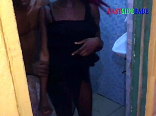 Horny chubby girl rides monster cock in bathroom. Please fuck me harder in doggystyle!