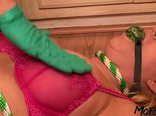 Mature blonde with big tits gets fucked on kitchen floor!