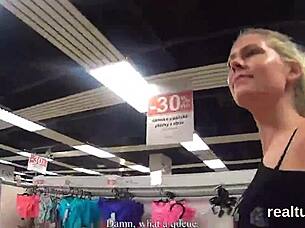 Adorable Czech girl teased in supermarket and ridden in POV