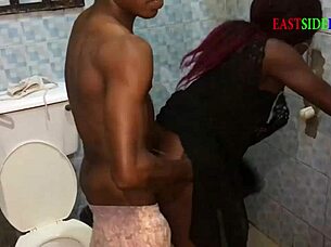 Horny chubby girl rides monster cock in bathroom. Please fuck me harder in doggystyle!