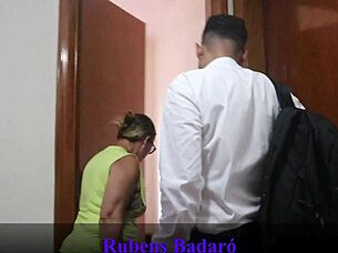 Well-Endowed Young Man Pays Landlady with Intense Fuck in Red Sheer