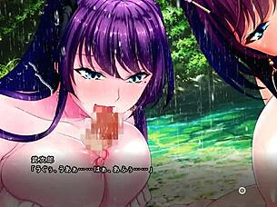 Shizuku and Mio engage in wet pussy titty fuck and group threesome fucking.