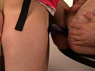 Can You Believe This Curly Redhead Drilling His Ass with Strapon?