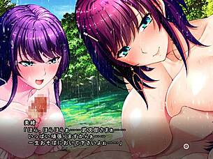 Shizuku and Mio engage in wet pussy titty fuck and group threesome fucking.