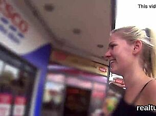 Adorable Czech girl teased in supermarket and ridden in POV