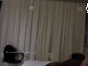 Hotwife makes cuckold suck while she takes black lover's big cock in menage!