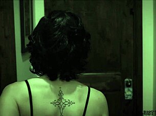 The virgin brunette gives blowjob to mr b's big cock