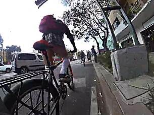 Ladyboy exposes in miniskirt upskirt.