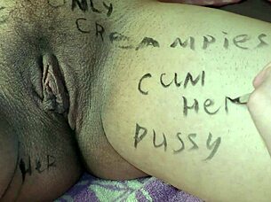 Pregnant Babe Milky Mari Gets Lewd Writings on Big Boobs in POV