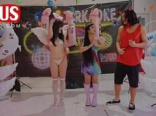 whitney wright and leo vice play jerkaoke games.