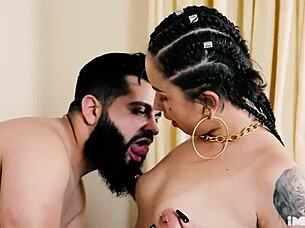 Tattooed Teen Pawg Sits On Dick With Hairy Pussy