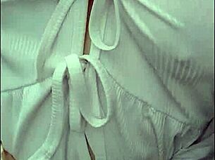 viral teacher walks without bra on public road playing with tits