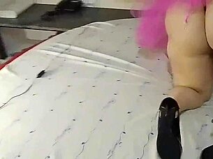 Vivi Guedez rides rough in hotel room with voyeur watching.