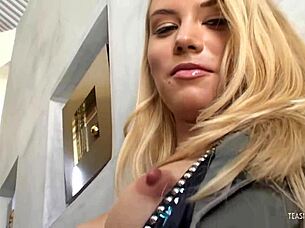 wearing fishnet stockings while fingering herself gets sophia lynn wet and ready for intense penetration