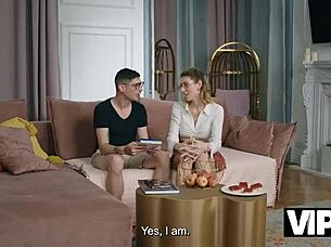 the couple explores ass fetish on the sofa with licking and rimming