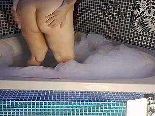 Vivi Guedez rides rough in hotel room with voyeur watching.