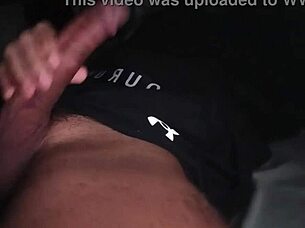 Hot guy jerks off in workout clothes