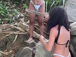 The peludinhas enjoy a wild beach orgy together