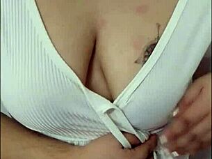 viral teacher walks without bra on public road playing with tits