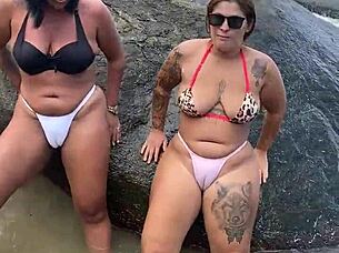 The peludinhas enjoy a wild beach orgy together