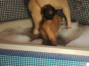 Vivi Guedez rides rough in hotel room with voyeur watching.