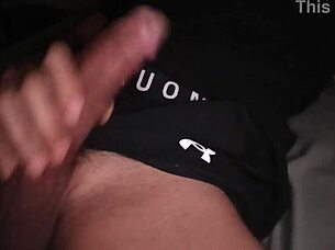 Hot guy jerks off in workout clothes