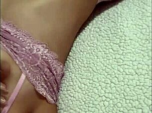 beautiful latina shows off lingerie and masturbates for fan