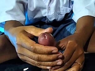 asian wife teases and gives blowjob to her student husband