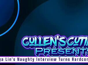 kaya lin's naughty interview with cullen turns hardcore, blowjob and muff diving 😏